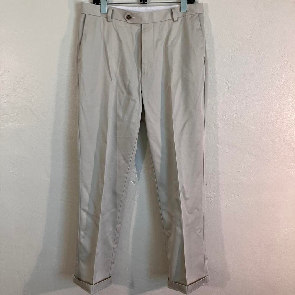 Roundtree & York Tan Cream Boxy Straight Leg Dress‎ Pants Trousers